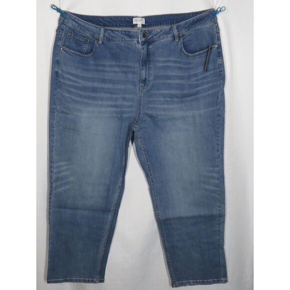 Candace Cameron Bure BigSur Med Wash Pacific Denim Cropped Jeans Plus 26W TALL - Picture 7 of 11